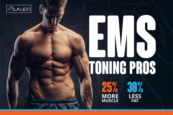 Graphic of man with toned body showing the benefits of LA-EMS Body Sculpting Uppingham treatment